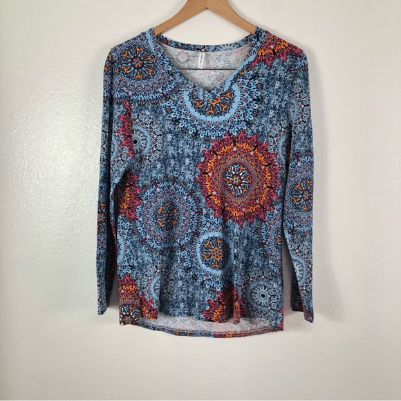 Longyuan kaleidoscope pattern long Sleeves boho top Size M - Picture 6 of 7